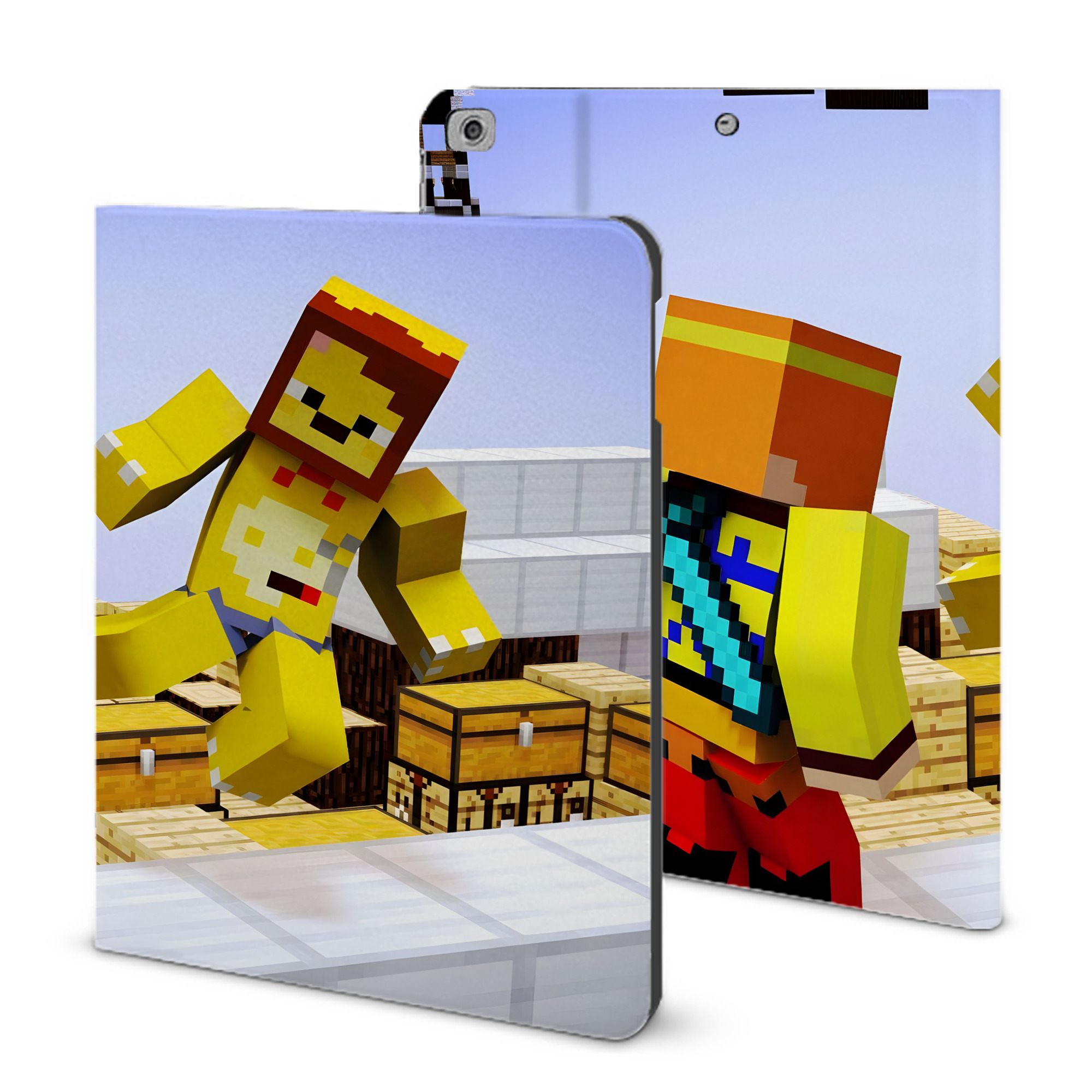 （画像用） マインクラフト ブロックの世界 Minecraft MC Block world IPad ケース ブック型 PUレザー TPU 耐衝撃 軽量 薄型 ペン収納なし 全面保護 IPad 各モデル対応